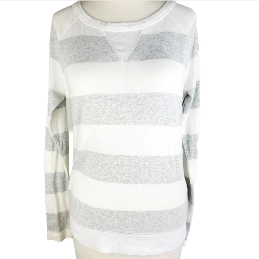 The Limited Gray White Raglan Sleeve Knit Top Size Medium